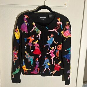 Vintage Michael Simon Cardigan Sweater P/S VERY Generous Fit Beaded and detailed